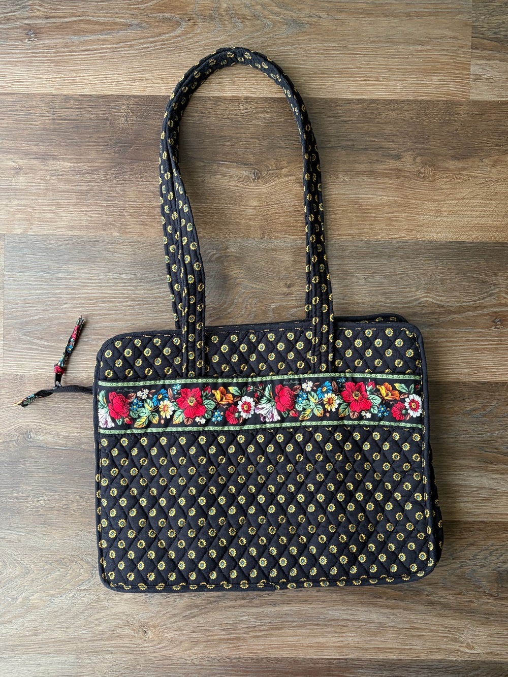 Vera Bradley Retired Black Little Betsy Quilted Tote - Picture 2 of 6